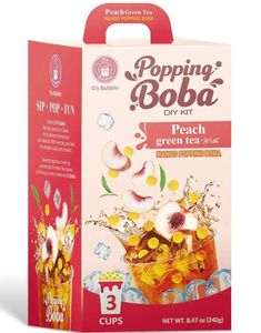 O's Bubble Popping Boba DIY Kit - Fersken og Grønn Te 240 gram (Taiwan)