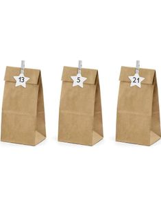 24 stk Beige Advent-Poser / Julekalender med Tall og Knagger