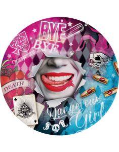 Dangerous Girl - 8 stk Papptallerkener med Harley Quinn Inspirert Motiv 23 cm