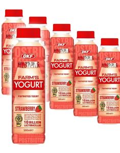 20 stk OKF Farm's Yogurt Strawberry - Drikkeyoghurt med Jordbærsmak - Hel Eske 20x350 ml (Korea)