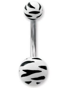 Sebramønstret Navlepiercing i Hvit og Svart