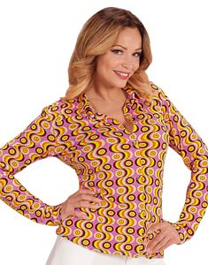 70 Talls Retro Disco Kostymeskjorte til Dame