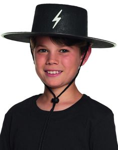 Svart Inspirert Zorrohatt til Barn med Snor