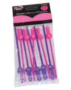 Gjenbrukbare Cockttail Sugerør m/Penistut - 10 Stk