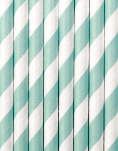 10 stk Lys Blå Stripete Sugerør