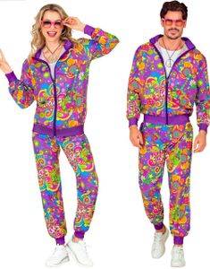 Unisex UV Glow Lilla Groovy Hippie Grilldress til Voksen