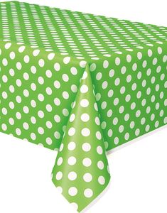 Limegrønn Plastduk med Hvite Polka Dots 274x137 cm