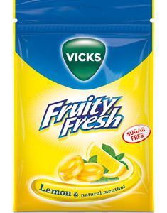 Vicks Fruity Fresh Halspastiller med Sitron og Menthol Smak - Sukkerfri