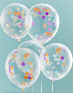 5 stk 30 cm - Gjennomsiktige Ballonger med Konfetti - Plukk og Miks