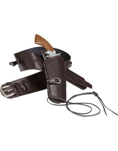 Autentisk Brun Skinnimitert Belte med Pistolhylster