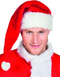 Rød Nisselue med Bred Hvit Kant og Dusk