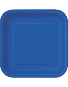 14 stk Firkantede Royal Blå Papptallerkener 22 cm