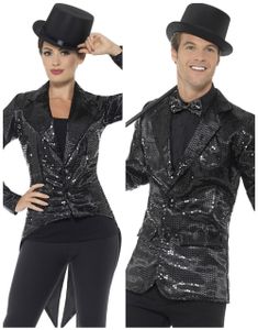 Parkostyme - Svart Glitrende Kostymejakke