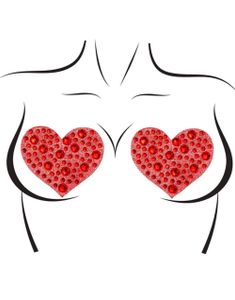 Selvklebende Hjerteformede Kroppsstener – Rød