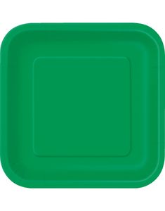14 stk Firkantede Grønne Papptallerkener 22 cm