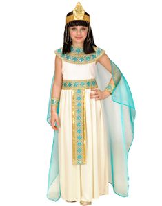 Hvitt Kleopatra Barnekostyme med Kappe