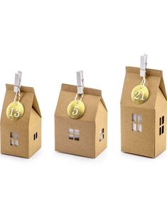 24 stk Julehus Advent-Bokser / Julekalender med Tags, Klyper og Hyssing