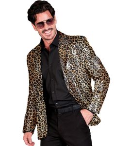 Leopardmønstret Kostymejakke med Paljetter til Herre