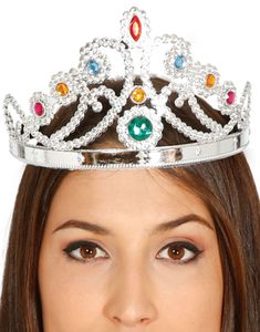 Sølvfarget Dronningtiara  med Stener