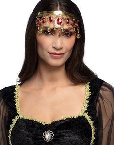 Gullfarget Hodepynt med Rubiner