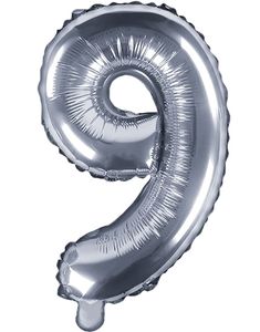 Tallet 9 - Sølvfarget 35 cm Folieballong