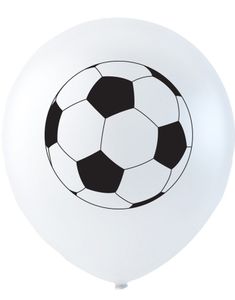 6 stk 26 cm - Hvite Ballonger med Fotballer