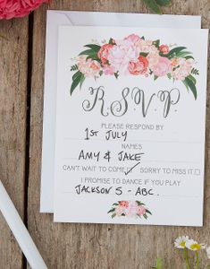 10 stk RSVP Kort - Bohemian Rose