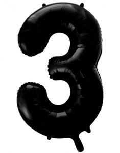 Tallet 3 - Svart JUMBO Folieballong 86 cm