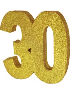 Gullfarget Glitrende 30 År Borddekorasjon 20 cm