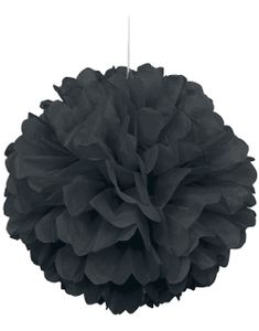 Svart Puff Pom Pom 40 cm