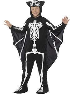 Flaggermuskostyme til Barn med Skjelettprint 
