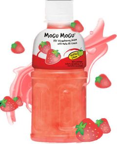 Mogu Mogu Nata De Coco Strawberry - Jordbærjuice med Kokosgelebiter 320 ml (Thailand)