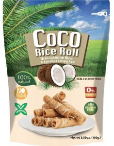 Coco Rice & Coconut Crispy Rolls - Kokosruller med Sesam og Jasminris 100g (Thailand)
