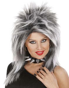 80-Talls Svart og Hvit Rock Parykk