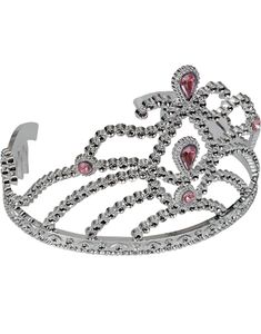 Sølvfarget Tiara med Rosa Stener