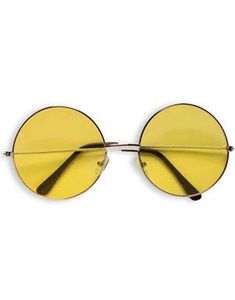 Store Runde Hippiebriller - Gul