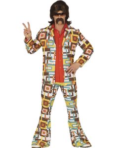 70'S Retro Ruter Jakke og Bukse Herrekostyme