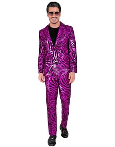 Kostymejakke i Metallisk Lilla Dyremønster Til Mann