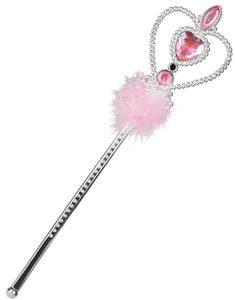 Sølvfarget Pinsessestav Pyntet med Rosa Stener og Fjær