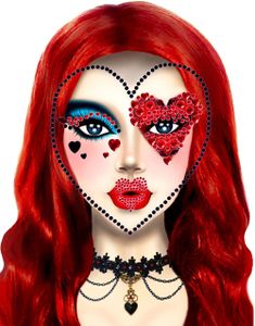 Rød Hjerteformet - Ansiktsstener / Smykker