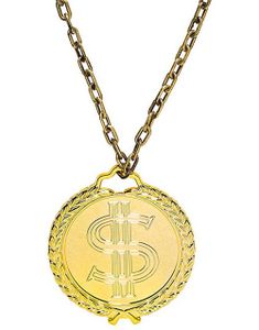 Stort Gullfarget Smykke med Dollartegn