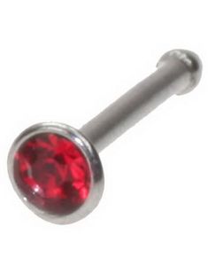 Rett Nesepiercing med Rød Sten
