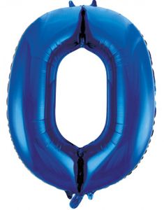 Tallet 0 - Royal Blå JUMBO Folieballong 86 cm