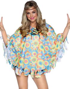 Pastell Hippie Poncho og Hodebånd