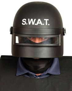 B-VARE! Svart SWAT Hjelm med Svart Visir