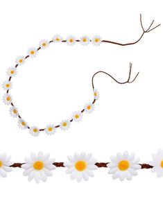 Flettet Magebelte med Hvite Tusenfrydblomster 140 cm