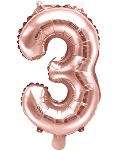 Tallet 3 - Rose Gullfarget 35 cm Folieballong