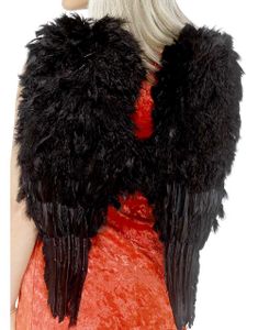 Store Svarte Fjærvinger 60x50 cm