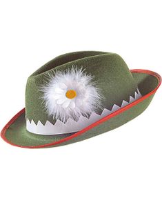 Grønn Oktoberfesthatt med Blomst og Kanter