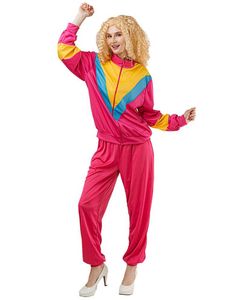 Rosa Blå og Gul 80-talls Grilldress til Dame - Onesize